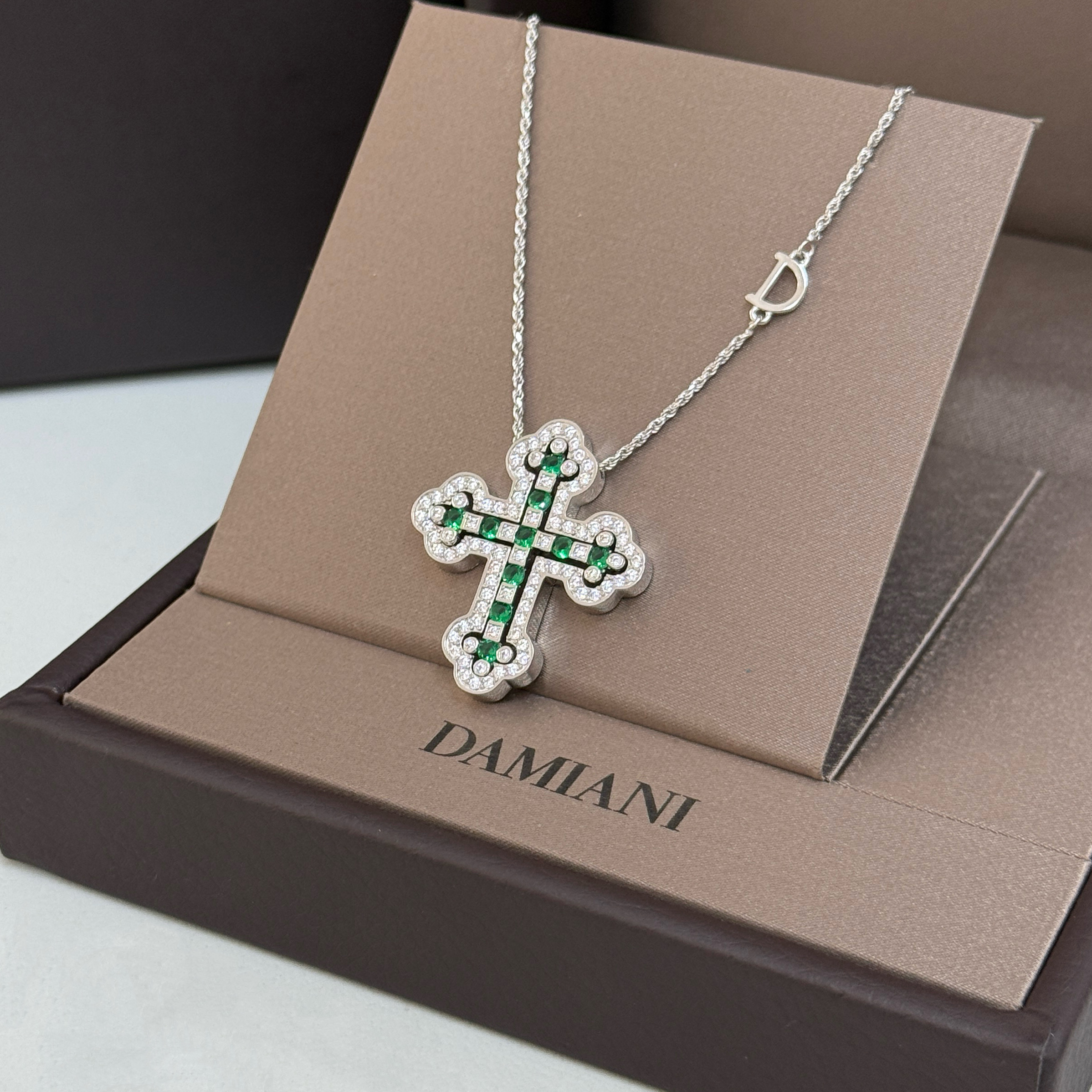 925 Sterling Silver Cross Move D Letter Chain Necklaces Platinum Plating - Image 2