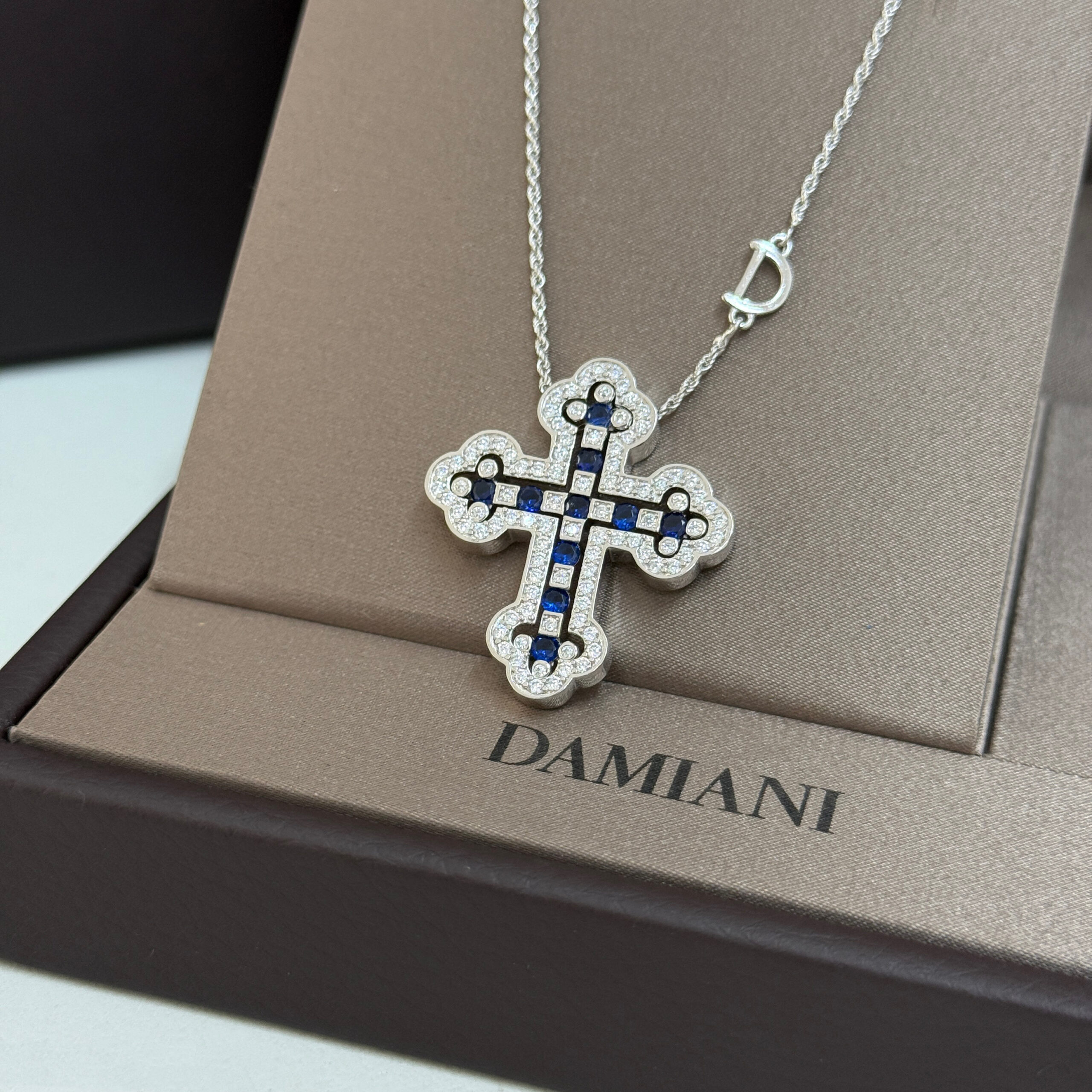 925 Sterling Silver Cross Move D Letter Chain Necklaces Platinum Plating - Image 3