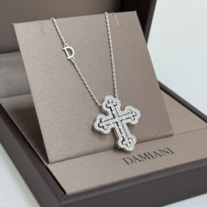 925 Sterling Silver Cross Move D Letter Chain Necklaces Platinum Plating