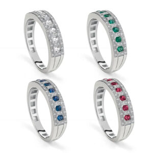 Fine Triple Row Gemstone Ring